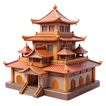 serene classic A traditional Japanese castle, intricate wooden architecture, soft lighting, serene, high quality png