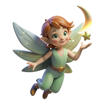 wonderful traditional A mischievous pixie, with delicate wings and glowing hair, sprinkling fairy dust, lit by the soft light of the moon. Fantasy art style professional png