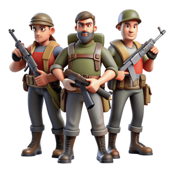 beautiful creative A group of rebels armed with makeshift weapons, standing defiantly, dynamic lighting, comic book style authentic png