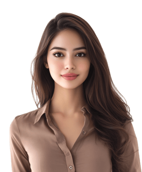Elegant and Confident Young Woman Portrait in Warm Neutral Tone png