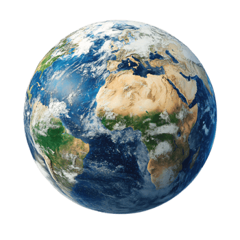 Detailed Rendering of Planet Earth Showing Continents,Oceans,and Atmospheric Layers png