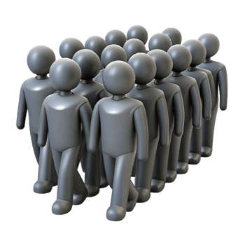 wonderful contemporary A crowd of faceless figures marching in unison, monochrome palette, oppressive atmosphere, Orwellian style 4K png