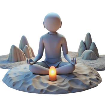 dramatic artistic A lone figure meditating in a desolate wasteland, ethereal lighting, spiritual atmosphere high resolution png