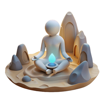serene abstract A lone figure meditating in a desolate wasteland, ethereal lighting, spiritual atmosphere professional png
