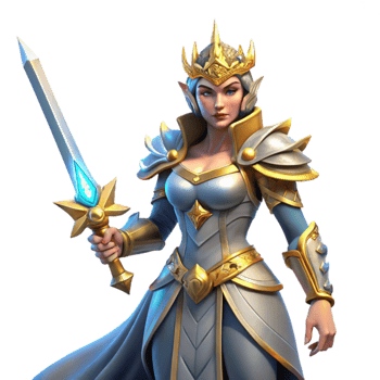 beautiful modern A fierce warrior queen with elaborate armor, wielding a glowing sword, dramatic spotlighting. Heroic fantasy art style professional png