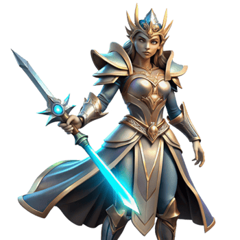 wonderful traditional A fierce warrior queen with elaborate armor, wielding a glowing sword, dramatic spotlighting. Heroic fantasy art style professional png