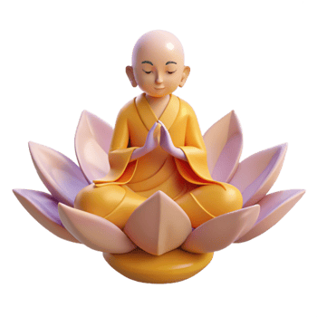 magnificent rustic A serene meditating monk levitating above a lotus flower, soft, ethereal light. Spiritual art style high quality png
