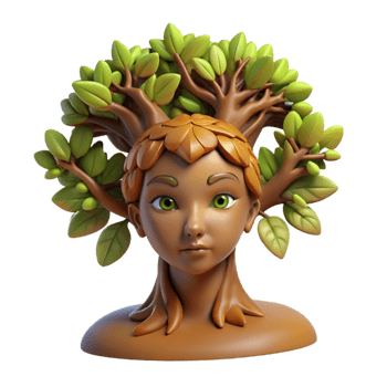 stunning modern A serene dryad emerging from an ancient oak, dappled sunlight filtering through the leaves, hyperrealistic detail, warm, earthy tones 4K png