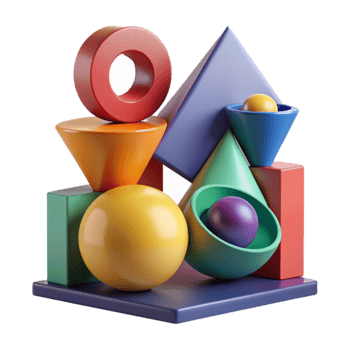 beautiful rustic A series of geometric shapes, arranged in a dynamic composition, with a bold color scheme and a minimalist aesthetic, in a Bauhaus style premium png