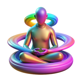 wonderful vintage A serene meditating figure surrounded by a halo of swirling, multicolored energy, psychedelic art style 4K png
