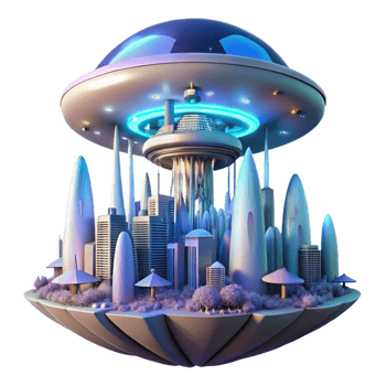 serene modern A futuristic city built within a giant, bioluminescent mushroom, with flying vehicles weaving between its glowing stalks. Soft, diffused lighting, dreamlike atmosphere 4K png