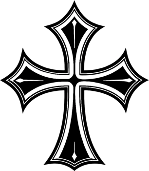 Striking Black and White Gothic Cross Clipart for Tattoos . png