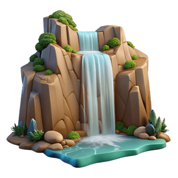 stunning classic A majestic waterfall cascading down a cliff face, dramatic and scenic lighting, landscape painting style high quality png