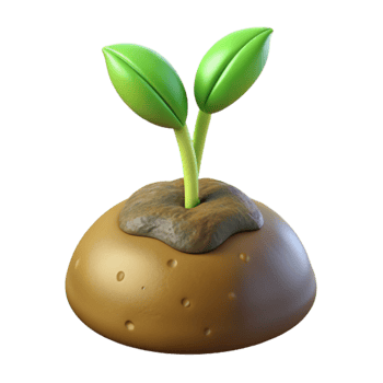 stunning abstract A sprouting seedling pushing through rich soil, close-up, earth tones, realistic rendering, high resolution png