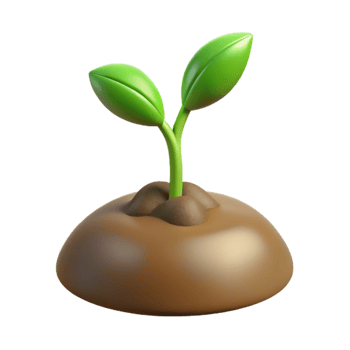 serene creative A sprouting seedling pushing through rich soil, close-up, earth tones, realistic rendering, genuine png