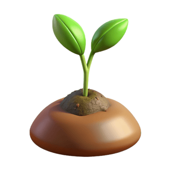 dramatic classic A sprouting seedling pushing through rich soil, close-up, earth tones, realistic rendering, exclusive png