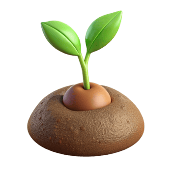 extraordinary abstract A sprouting seedling pushing through rich soil, close-up, earth tones, realistic rendering, authentic png