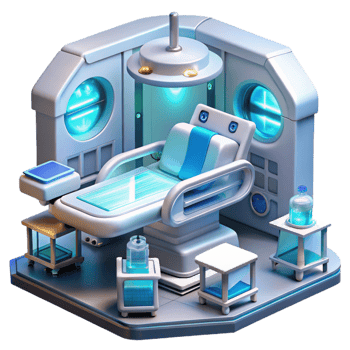 dramatic abstract A futuristic hospital, with advanced medical technology and holographic displays. Clean, sterile lighting, futuristic design genuine png
