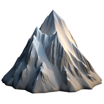 wonderful contemporary A majestic mountain peak covered in snow, dramatic lighting, matte painting style, high quality png