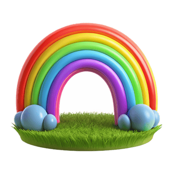 magnificent traditional A vibrant rainbow arcing over a green field, vibrant colors, fantasy art style, authentic png