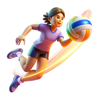 extraordinary classic A determined athlete spikes a volleyball, surrounded by motion blur lines. Bright, stadium lighting. Sports anime style genuine png