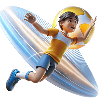 serene traditional A determined athlete spikes a volleyball, surrounded by motion blur lines. Bright, stadium lighting. Sports anime style genuine png