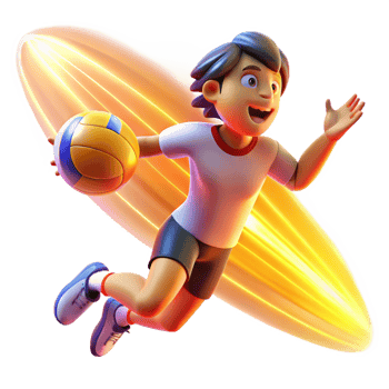 impressive rustic A determined athlete spikes a volleyball, surrounded by motion blur lines. Bright, stadium lighting. Sports anime style authentic png