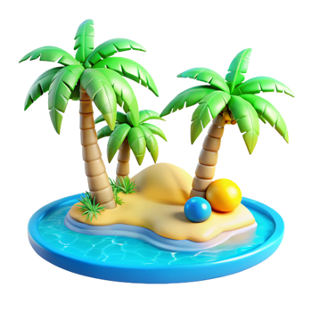 stunning rustic A tropical beach with palm trees and turquoise water, vibrant colors, sunny lighting, photorealistic, authentic png
