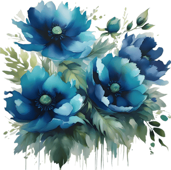 Elegant Blue Flower Clipart in Watercolor for Creative Designers. . png