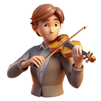 beautiful contemporary A young musician plays a soulful melody on a violin. Soft, spotlight lighting. Music anime style exclusive png