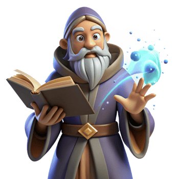 elegant classic A wise old wizard with a long, flowing beard, casting a spell from a glowing tome, surrounded by swirling particles of magic. Renaissance style high resolution png