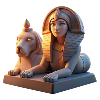 impressive rustic A mysterious sphinx with the head of a woman and the body of a lion, gazing enigmatically into the distance, bathed in the soft light of twilight. Egyptian style high quality png