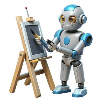 extraordinary contemporary A robot artist painting a canvas with robotic arms, illuminated by studio lighting, in an artistic style authentic png