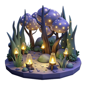 elegant classic A group of fireflies illuminating a dark forest, magical lighting, fantasy art style premium png