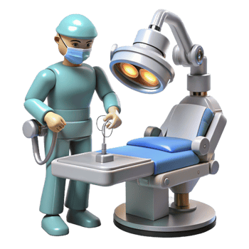 vibrant contemporary A robotic surgeon performing a delicate operation, illuminated by surgical lights, hyperrealistic style genuine png
