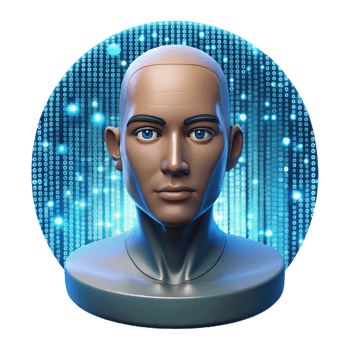 impressive creative A digital human face emerging from a stream of binary code, dramatic lighting, futuristic portrait style exclusive png
