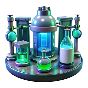 vibrant creative A futuristic laboratory filled with glowing equipment and holographic displays, blue and green lighting, science fiction style genuine png