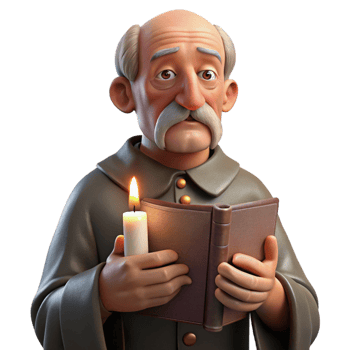extraordinary vintage Portrait of an elderly man with deep wrinkles, a weathered face, holding a worn leather-bound book, lit by a single candle, in the style of Rembrandt high resolution png