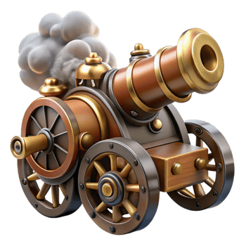 extraordinary creative A steampunk cannon, intricate gears and pipes, ready to fire, dramatic lighting, smoke billowing from the muzzle genuine png