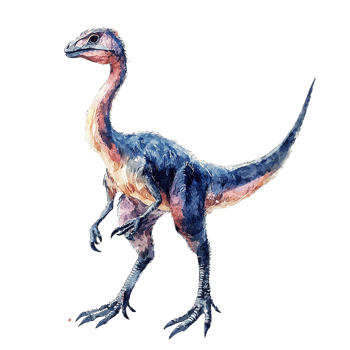 A watercolor painting depicting an avian dinosaur creature standing tall png