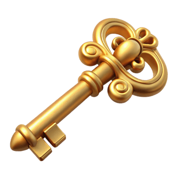extraordinary modern A vintage skeleton key with intricate details, soft golden lighting, gothic style, realistic rendering 4K png