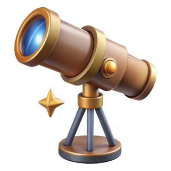 serene modern A vintage telescope pointing towards the stars, dark background, vintage astronomy style, realistic rendering professional png