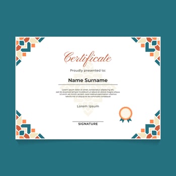 Certificate Template Design with Islamic Geometric Ornament on The Corner vector