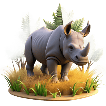 beautiful minimalist A rhinoceros charging through the bush, savanna setting, dramatic lighting, wildlife photography style high quality png