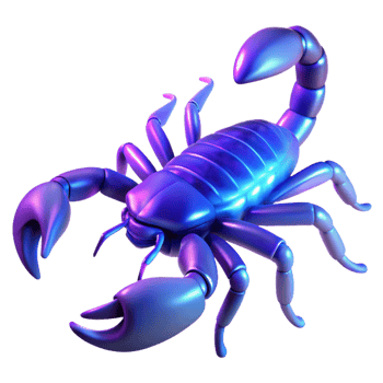 impressive artistic A scorpion glowing under UV light, desert setting, dark background, macro photography style 4K png