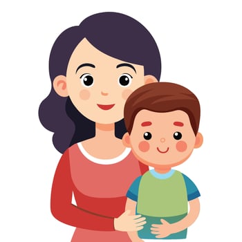 Adorable Cartoon of a Loving Mother Embracing her Son vector