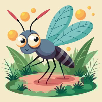 Adorable Cartoon Illustration Icon of a Deceased Mosquito vector