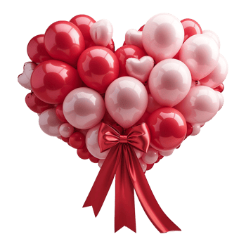 Heart-Shaped Balloon Bouquet Romantic with Transparent Background png