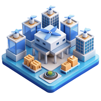 stunning contemporary Isometric view of a bustling city square with intricate tile patterns and hovering drones delivering packages, midday, bright lighting, isometric style high resolution png