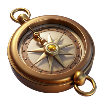 dramatic contemporary A steampunk compass with ornate brass casing and a rotating needle, intricate detailing, soft lighting original png